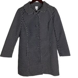 Lauren Conrad Womens Black White Polka Dot Button Front Jacket Size 10